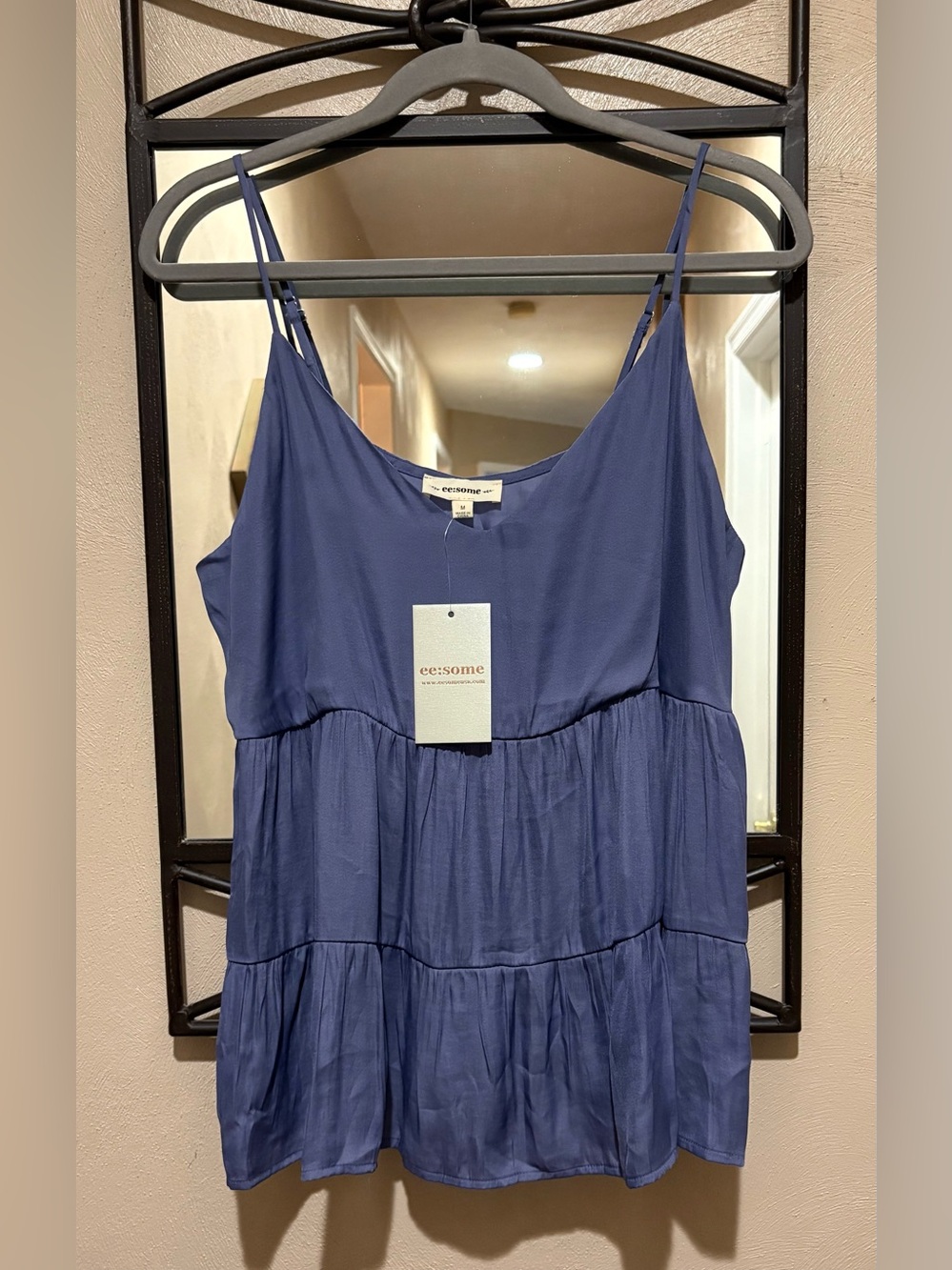NWT eesome Blue Tiered Spaghetti Strap Cami Size M